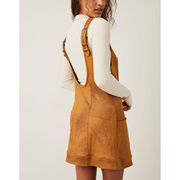 FREE PEOPLE Western Wind Mini Shift Dress / Camel - Picture 3 of 7